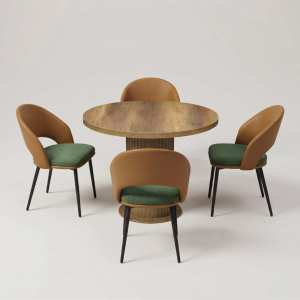 Set Masa Rotunda Florys Nuc cu 4 Scaune Magnus Maro Verde 1