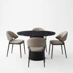 Set Masa Rotunda Lorys Slim cu 4 Scaune Torino Crem 1