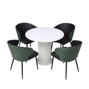 Set Masa Rotunda Florys Slim cu 4 Venezia Negru Verde 1