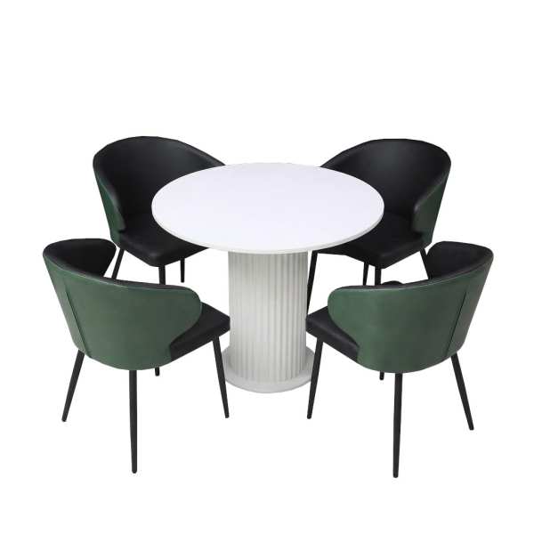 Set Masa Rotunda Florys Slim cu 4 Venezia Negru Verde 1