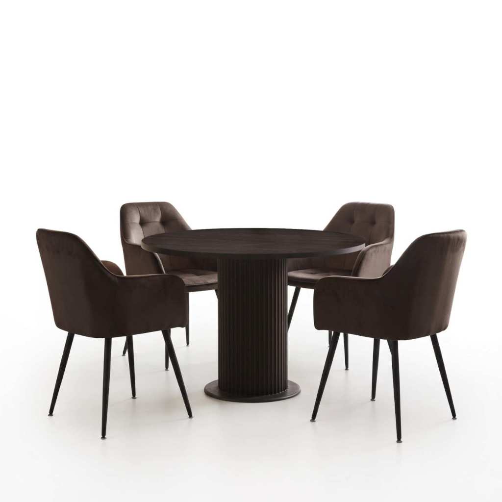 Set Masa Rotunda Florys Wenge cu 4 Scaune Perla Maro 1