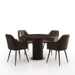 Set Masa Rotunda Florys Wenge cu 4 Scaune Perla Maro 1