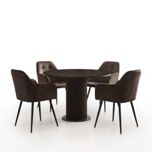 Set Masa Rotunda Florys Wenge cu 4 Scaune Perla Maro 1