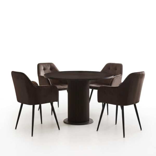 Set Masa Rotunda Florys Wenge cu 4 Scaune Perla Maro 1