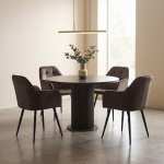 Set Masa Rotunda Florys Wenge cu 4 Scaune Perla Maro Ambient