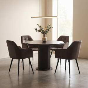 Set Masa Rotunda Florys Wenge cu 4 Scaune Perla Maro Ambient