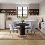 Set Masa Rotunda Lorys Negru Marmorat cu 4 Scaune Darien Bleu Ciel Ambient