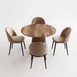 Set Masa Rotunda Lorys Slim cu 4 Scaune Bella Crem 1
