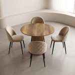 Set Masa Rotunda Lorys Slim cu 4 Scaune Bella Crem Ambient