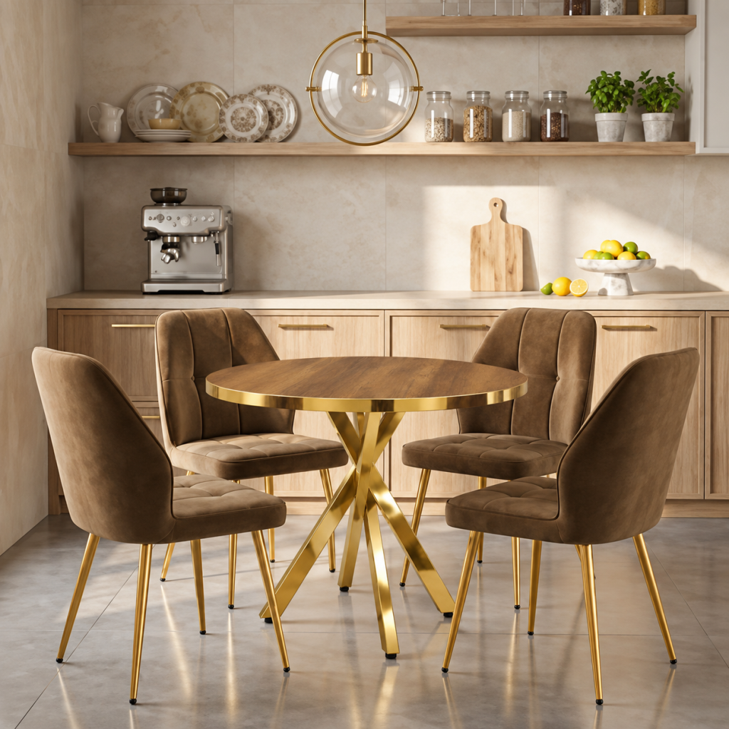 Set-masa-Tania-X-Nuc-Gold-Rotunda-cu-4-Elira-Maro