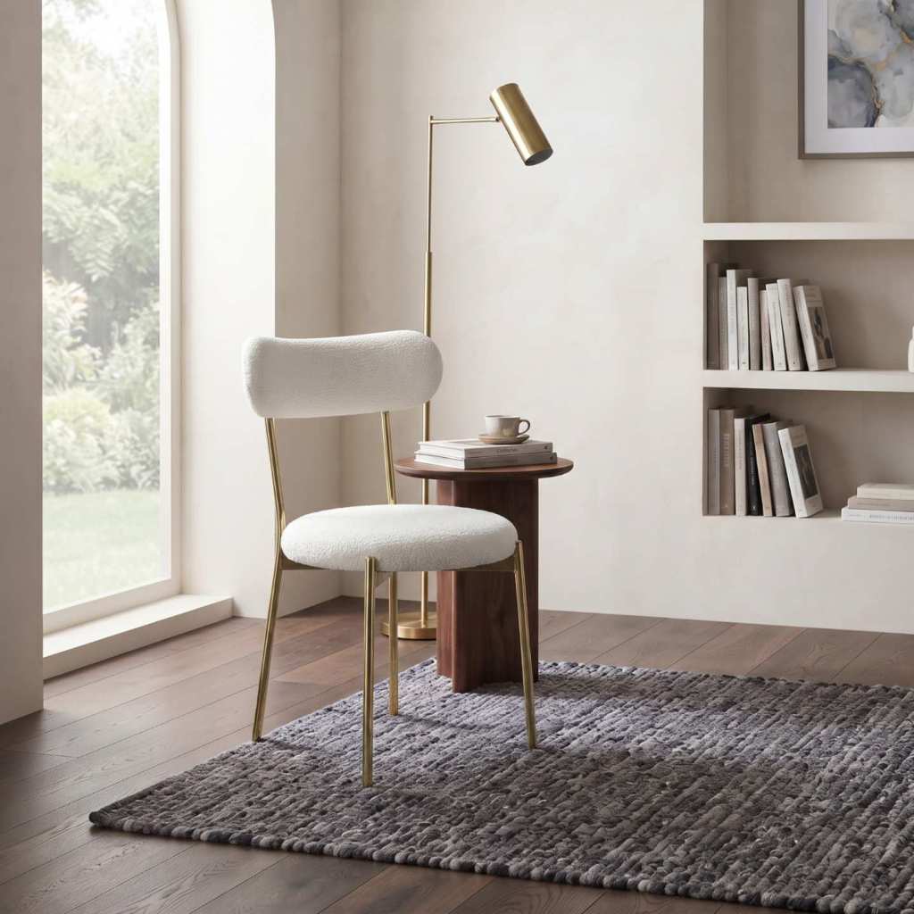 Scaun Lana Alb Picior Auriu Ambient