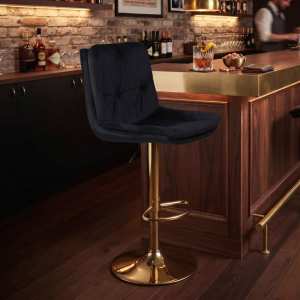 Scaun de bar Nero, rotativ, reglabil, picior auriu Ambient