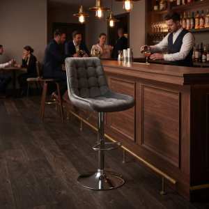 Scaun de bar Onix Gri , rotativ , reglabil , picior crom Ambient