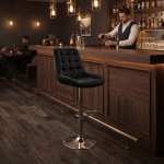 Scaun de bar Onix Negru, rotativ , reglabil , picior crom Ambient