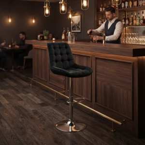 Scaun de bar Onix Negru, rotativ , reglabil , picior crom Ambient