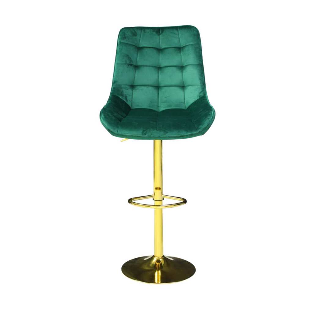 Scaun de bar Onix Verde rotativ , reglabil , picior auriu 1