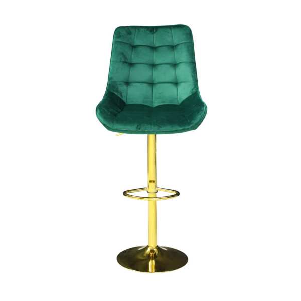 Scaun de bar Onix Verde rotativ , reglabil , picior auriu 1