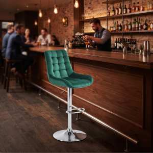 Scaun de bar Onix Verde rotativ , reglabil , picior crom Ambient