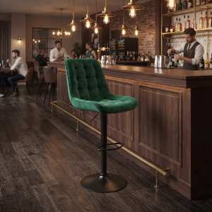Scaun de bar Onix Verde rotativ , reglabil , picior negru Ambient