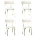 Set 4 Scaune Lana Alb Picior Auriu 1