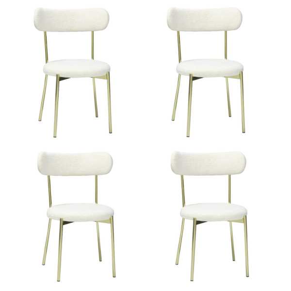 Set 4 Scaune Lana Alb Picior Auriu 1