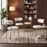 Set 4 Scaune Lana Alb Picior Auriu Ambient