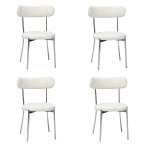 Set 4 Scaune Lana Alb Picior Crom 1