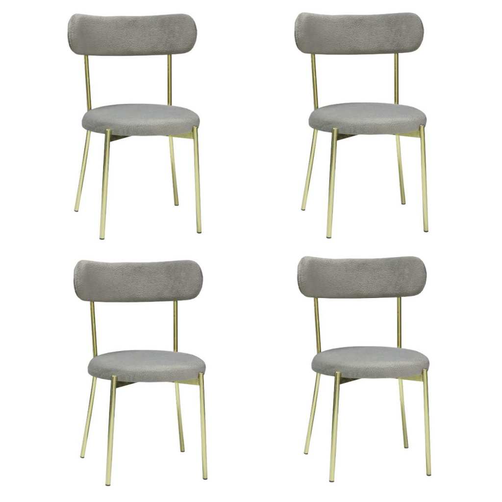 Set 4 Scaune Lana Gri Picior Auriu 1