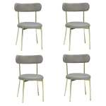 Set 4 Scaune Lana Gri Picior Auriu 1