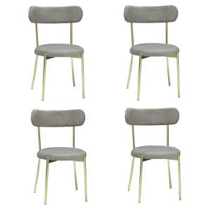 Set 4 Scaune Lana Gri Picior Auriu 1