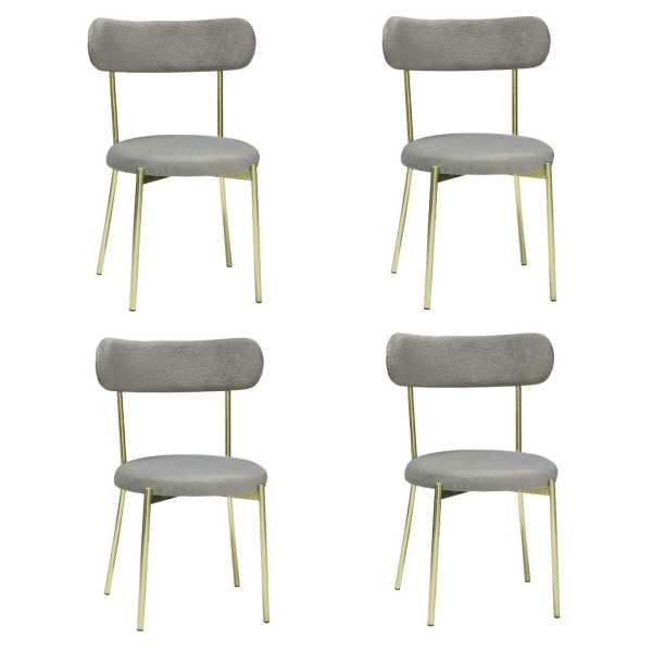 Set 4 Scaune Lana Gri Picior Auriu 1