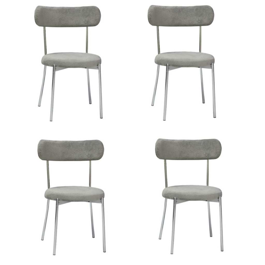 Set 4 Scaune Lana Gri aPicior Crom 1