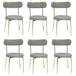 Set 6 Scaune Lana Gri Picior Auriu 1