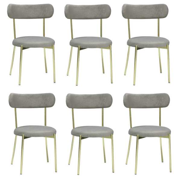 Set 6 Scaune Lana Gri Picior Auriu 1