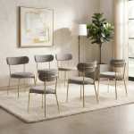 Set 6 Scaune Lana Gri Picior Auriu Ambient