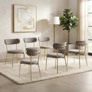 Set 6 Scaune Lana Gri Picior Auriu Ambient