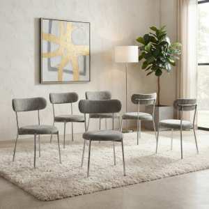 Set 6 Scaune Lana Gri Picior Crom Ambient