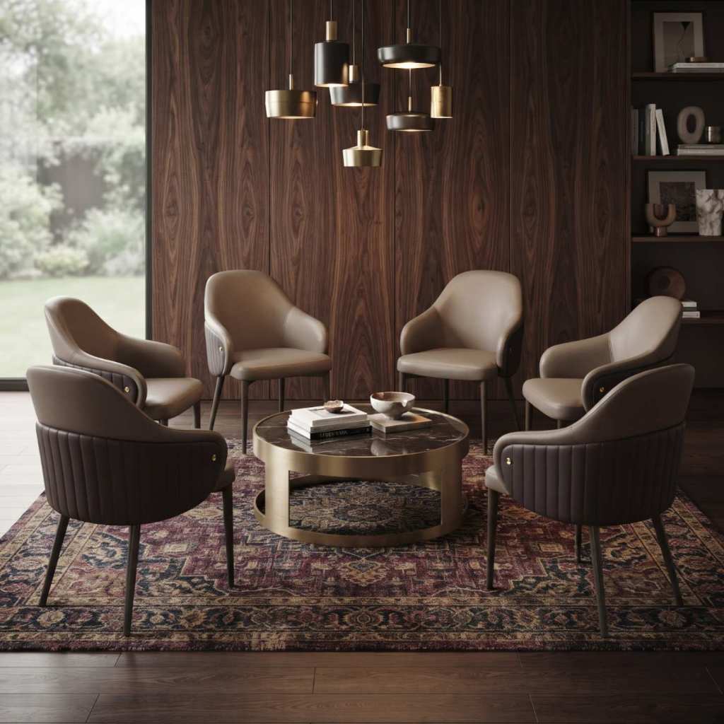 Set 6 Scaune Riva Maro Piele Sintetica Ambient