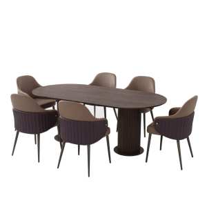 Set masa Amara Slim Wenge cu 6 scaune Riva