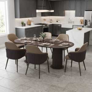 Set masa Amara Slim Wenge cu 6 scaune Riva Ambient